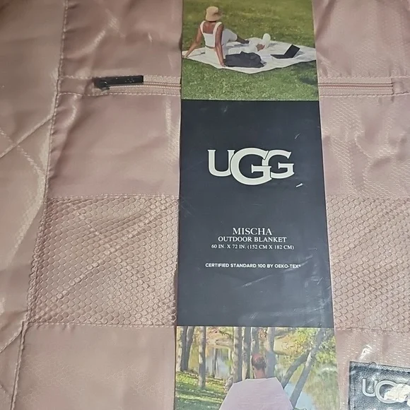 UGG Mischa Quilted Outdoor Blanket in Rosewater Stripe - Picture 1 of 6